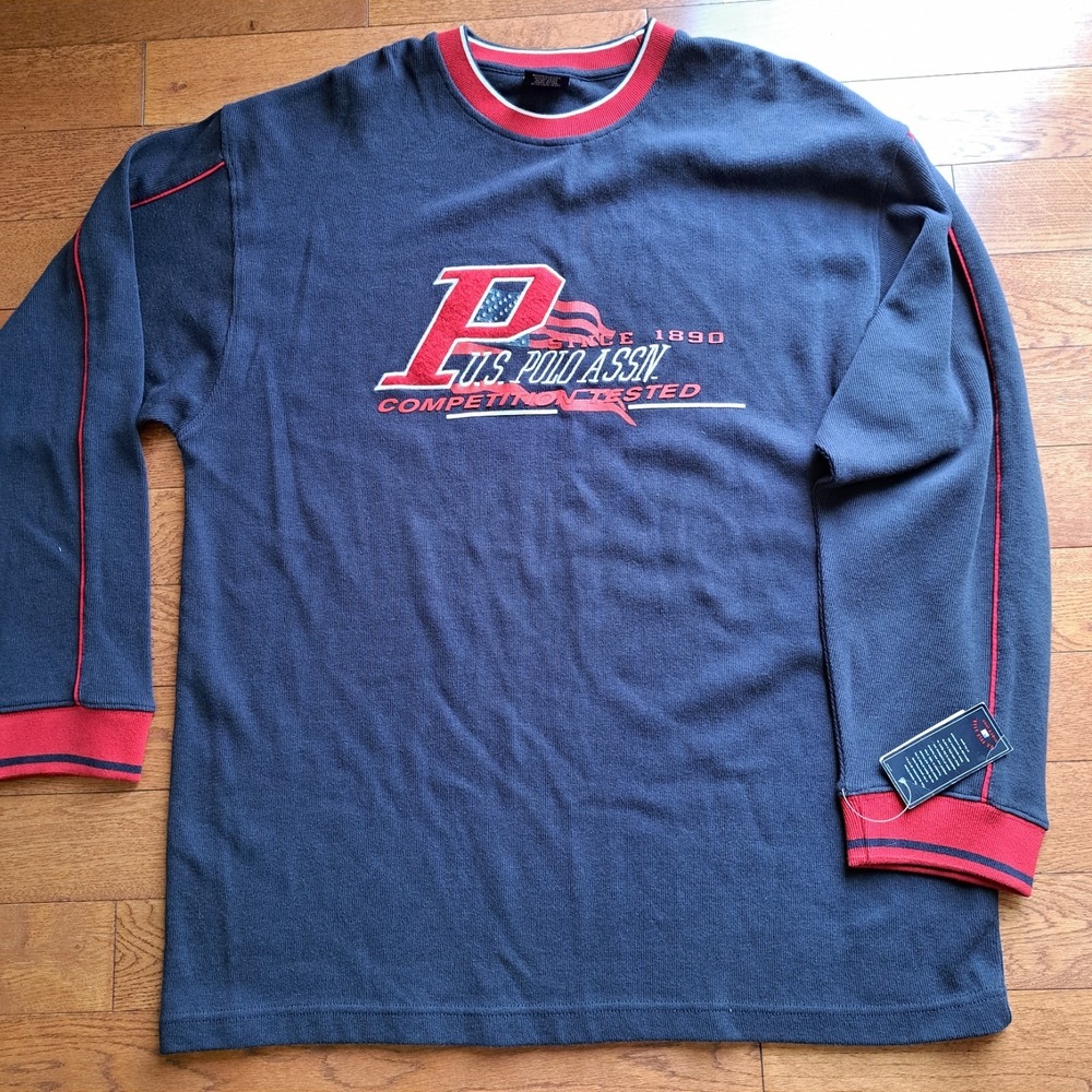 NWT US Polo ASSN Men's Sweater 100% Cotton Long Sleeve Navy Blue Size 2XL